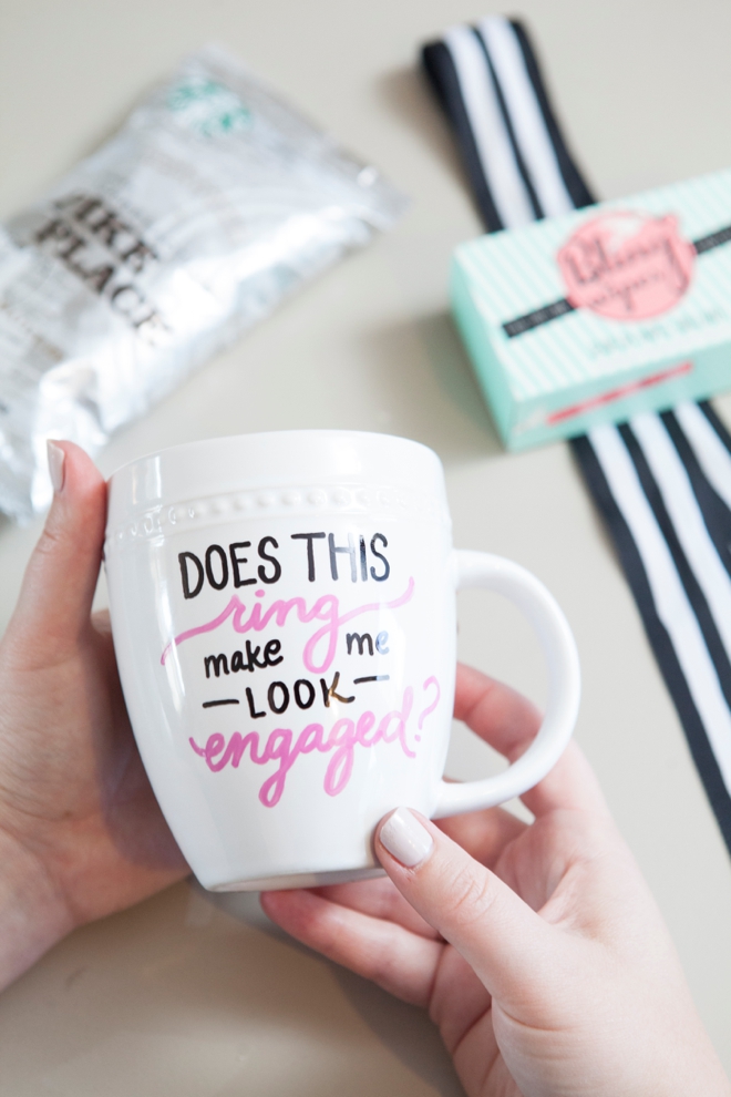 DIY Sharpie Paint Pen Mug - Engagement Gift idea!