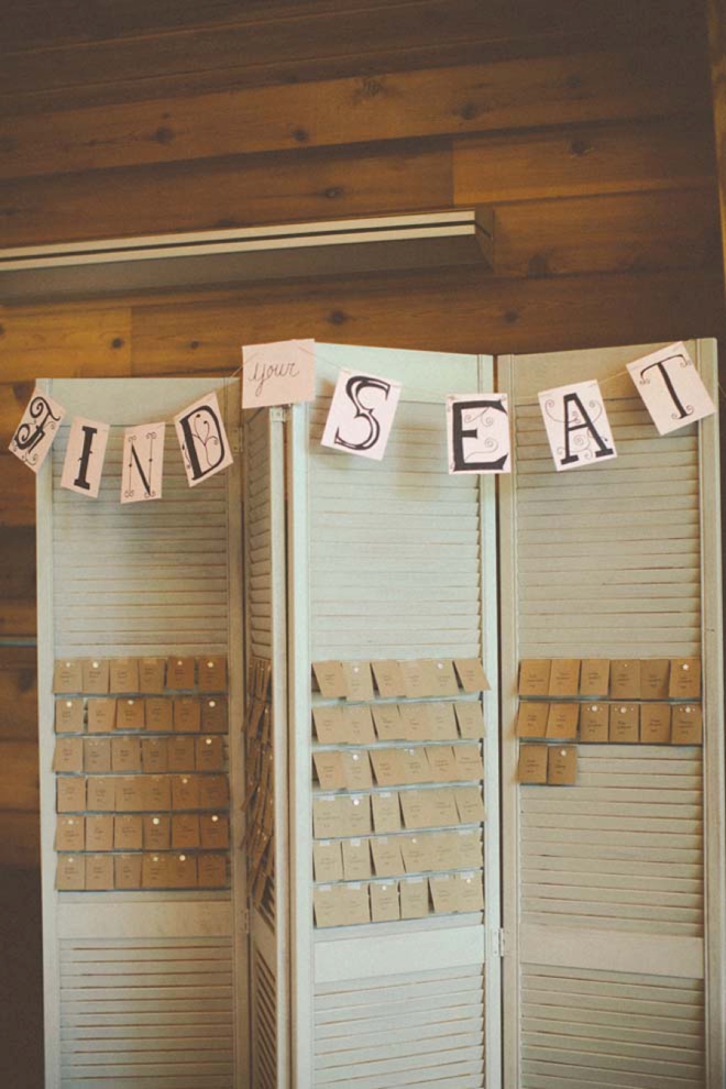 Oversized shutter seating card display