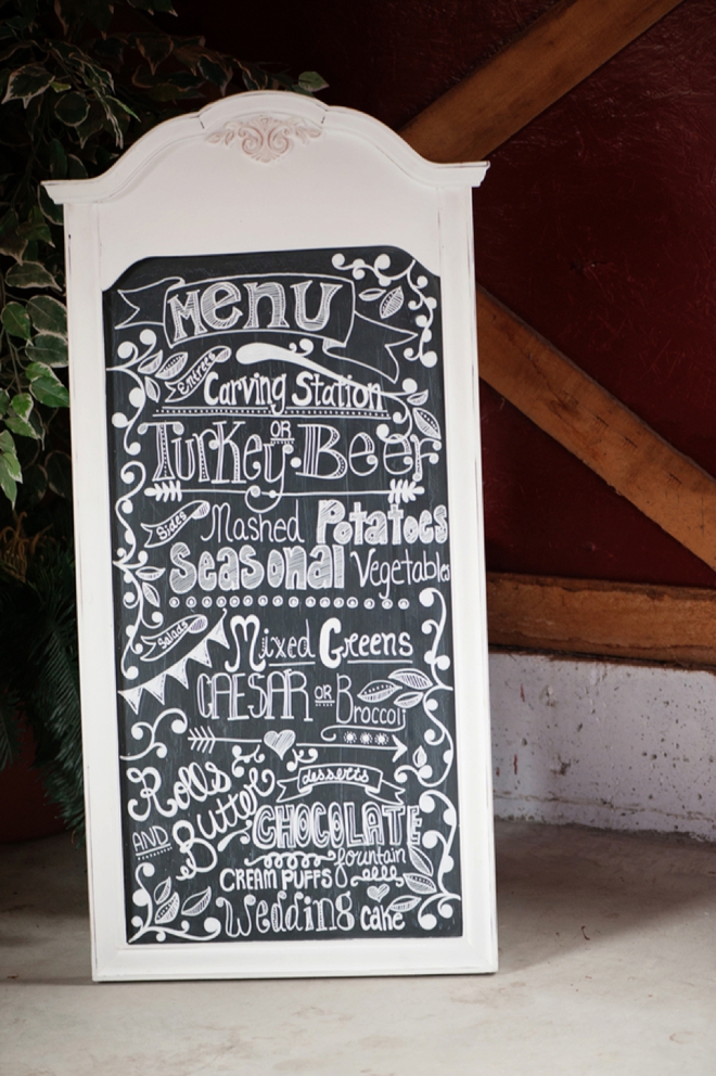 Hand drawn chalk menu sign