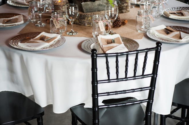 Rustic wedding table with short table cloths