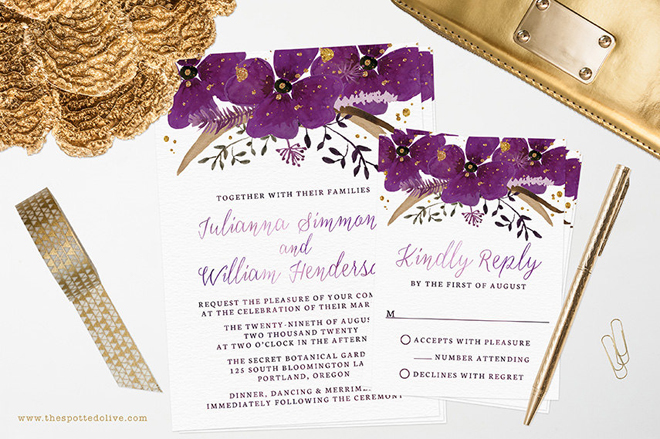 Custom wedding invitations from The Spotted Olive