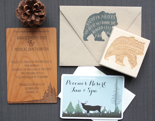 Custom, wooden wedding invitation
