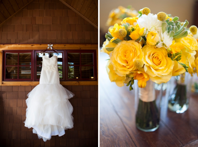 Dress and yellow wedding bouquet
