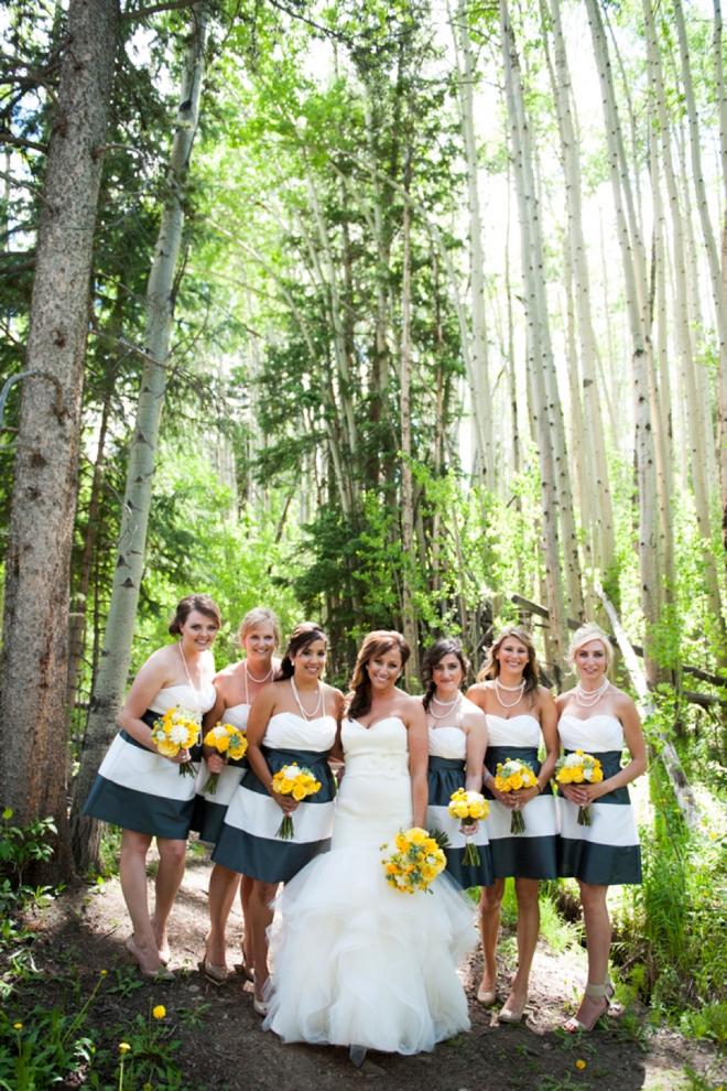 Awesome navy and white striped bridesmaid dresses