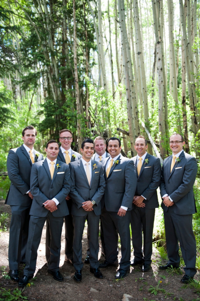 Navy groomsmen and yellow ties