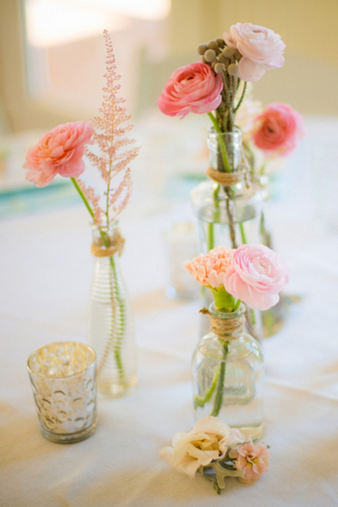 Pink garden rose centerpiece