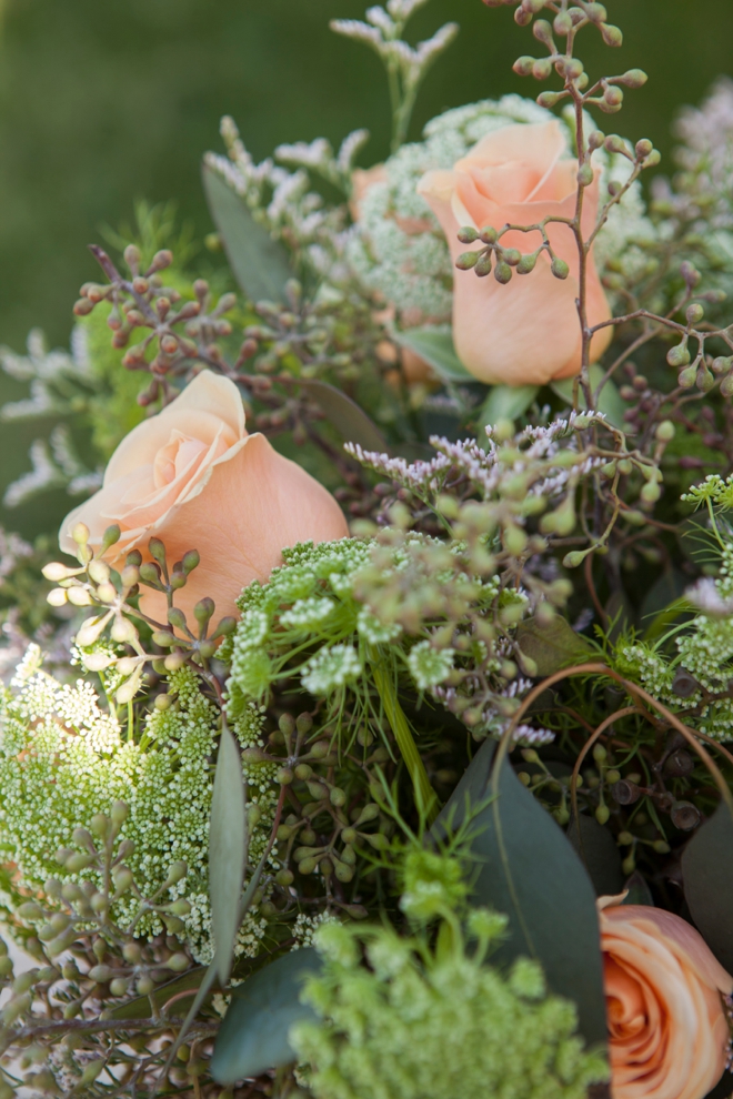 Wedding Bouquet Blueprint - green filler and peach roses
