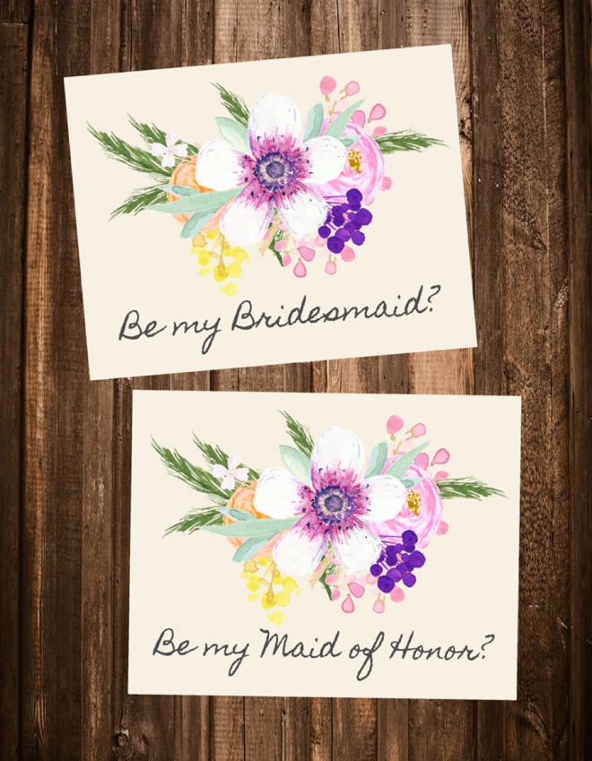 Free "Will You Be My Bridesmaid" Cards