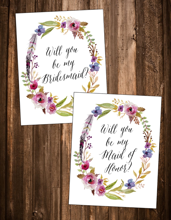 Free "Will You Be My Bridesmaid" Cards