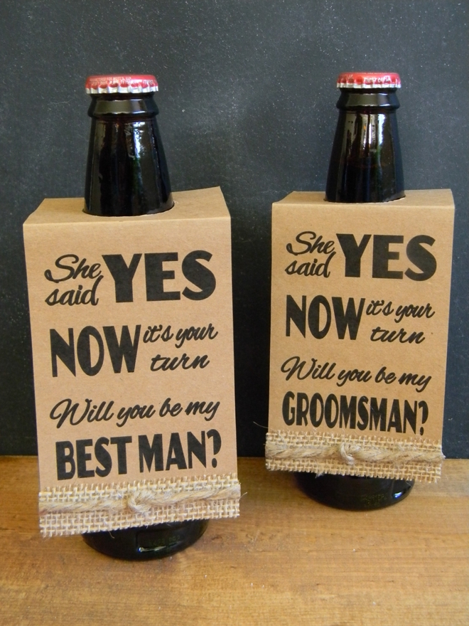 Free Will You Be My Groomsman Beer Bottle Hang Tags