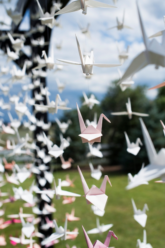 1000 paper cranes that the bride made herself