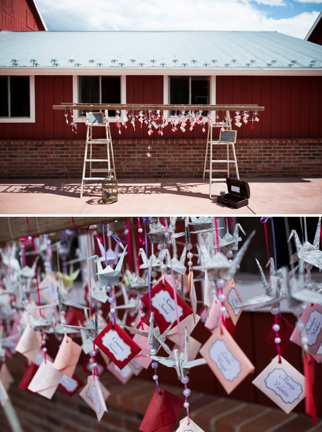 Paper crane seating cards