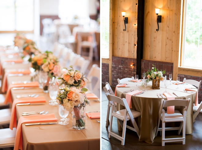 Rustic peach wedding decor