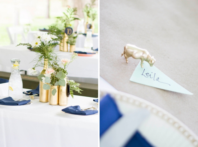 Gorgeous handmade gold and navy blue wedding