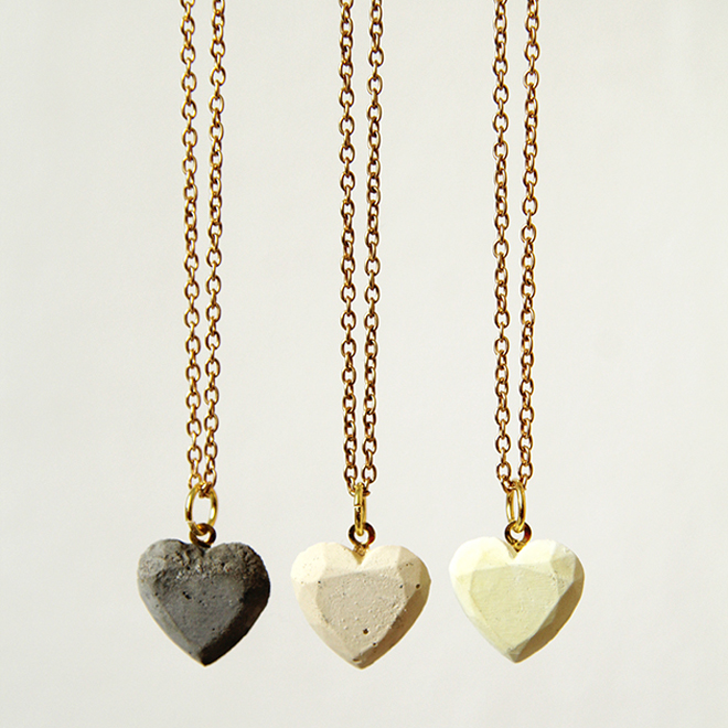 DIY concrete heart necklace