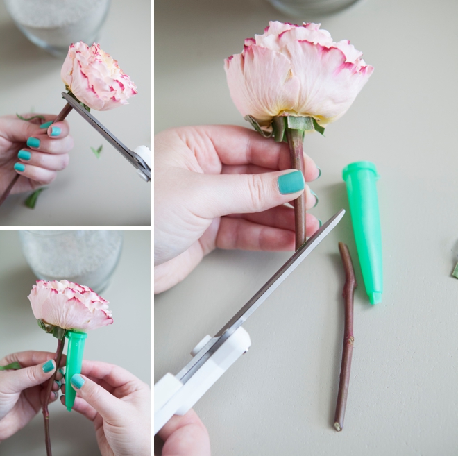 DIY flower and sand centerpieces