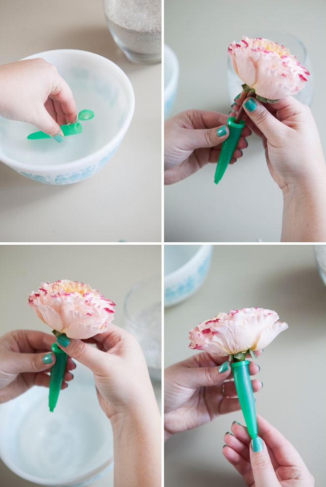 DIY flower and sand centerpieces