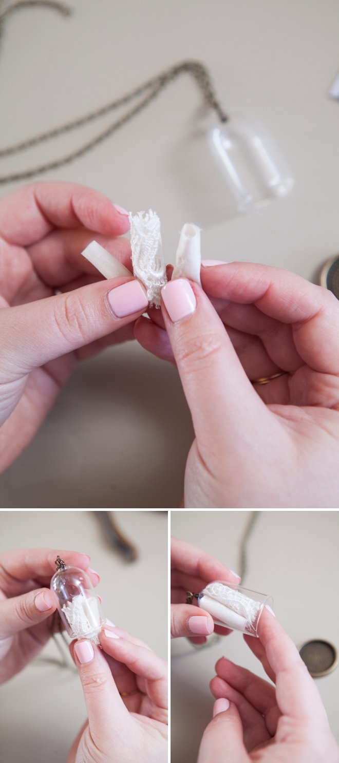 Make your own wedding dress keepsake necklace