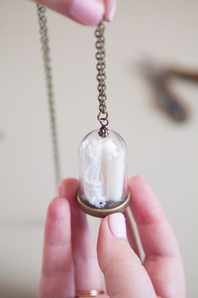 Make your own wedding dress keepsake necklace