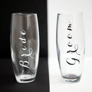 DIY Bride & Groom Champagne Glasses