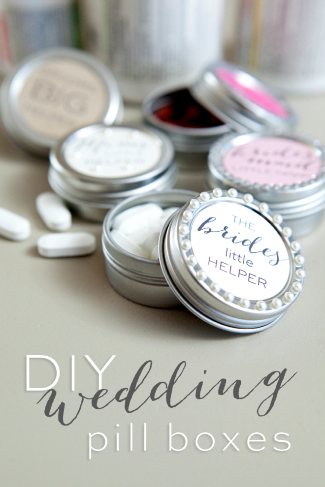 DIY wedding pill box gifts