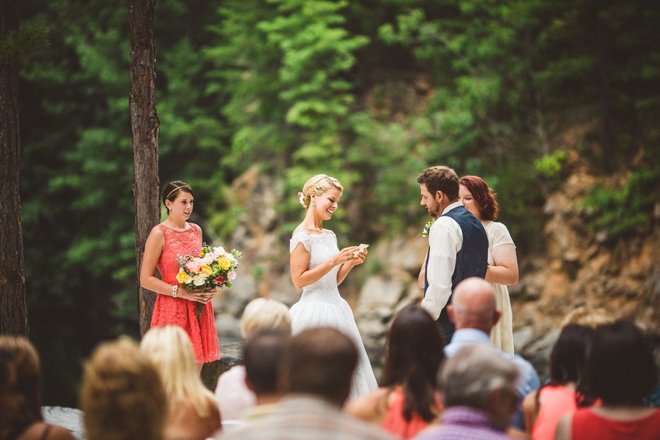 Stunning wedding ceremony overlooking a lake