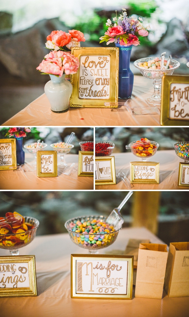 Adorable wedding candy table