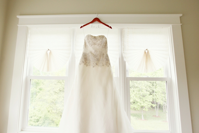 Wedding dress on a bride hanger