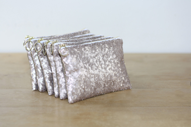 Champagne sequin bridesmaid clutches