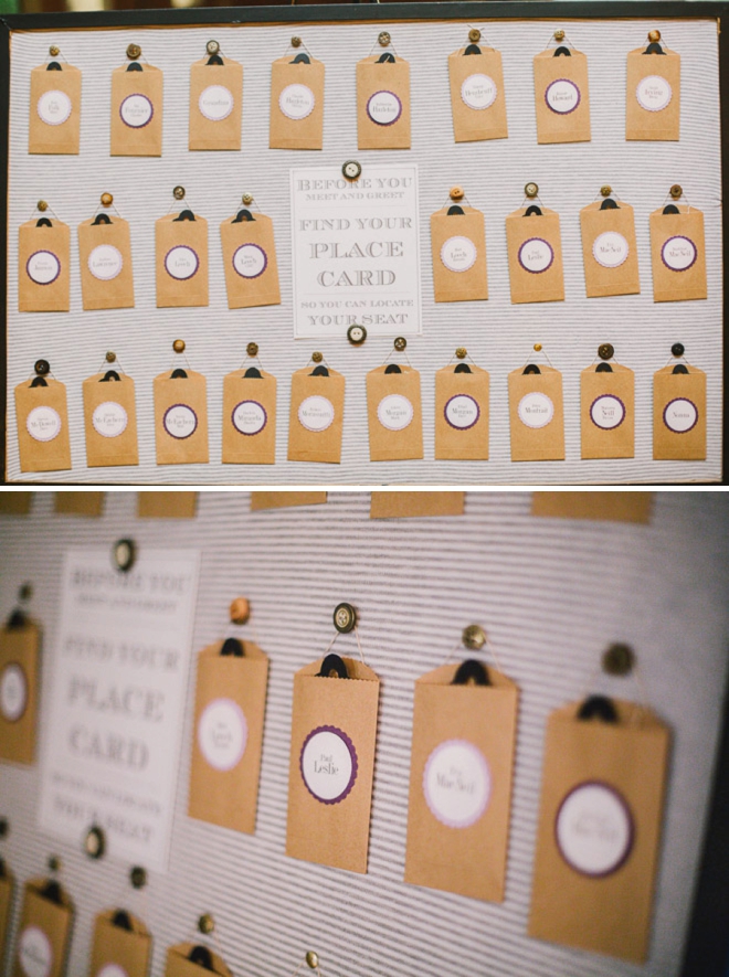 Darling pocket-style wedding seating cards