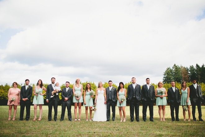 Lovely rustic turquoise and gray bridal party