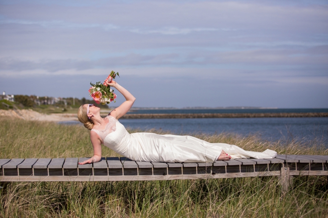 Bride posing with bouquet