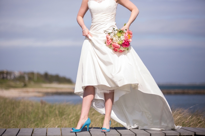 Bride showing off her shoes