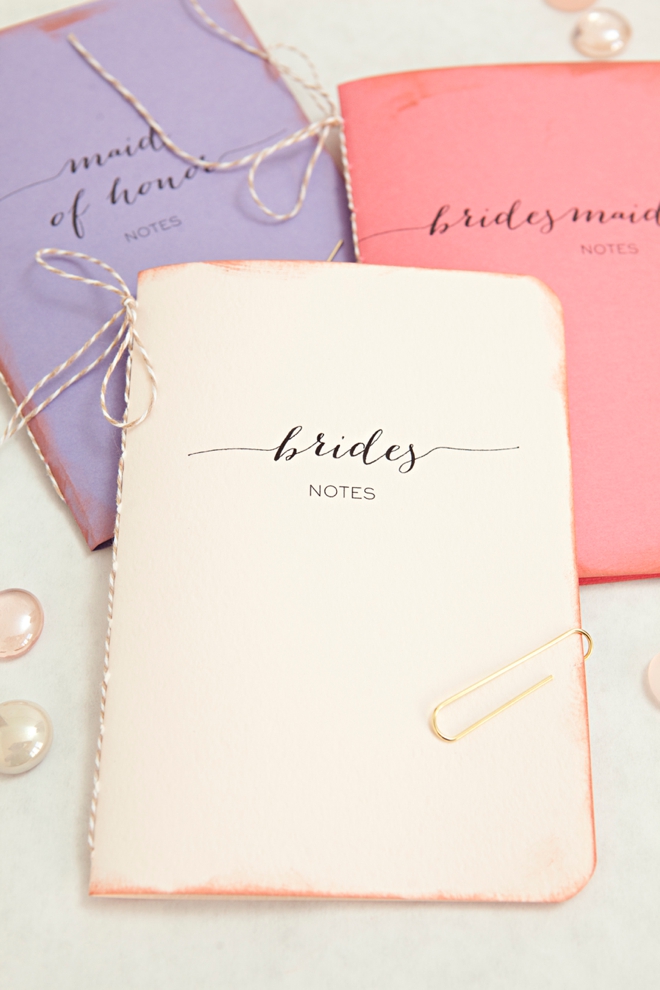 DIY notebooks for the bride, maid of honor and bridesmaids