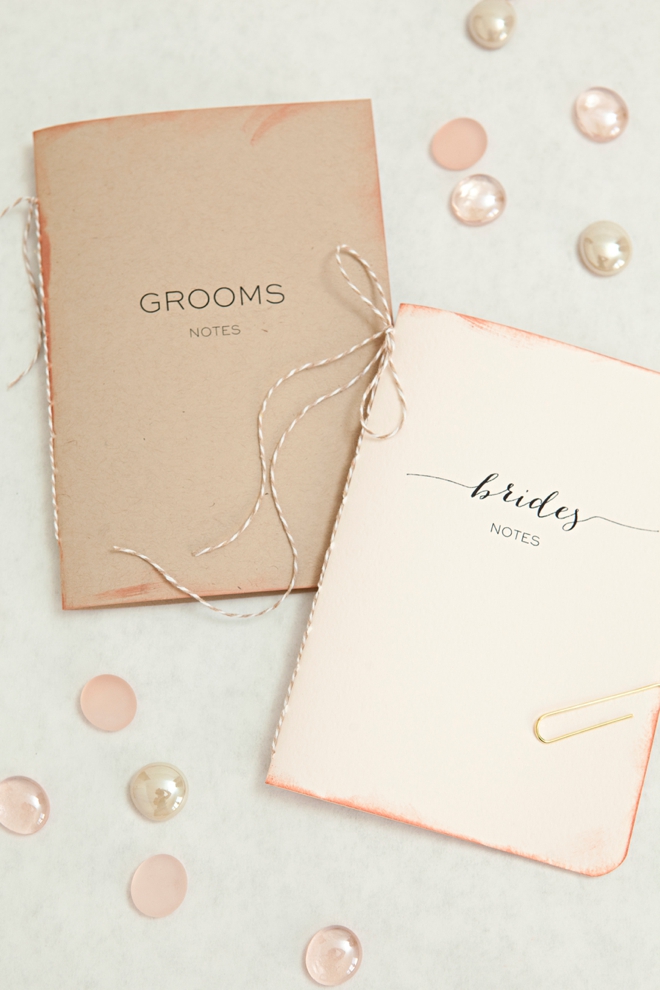 DIY wedding notebooks for the bride and groom