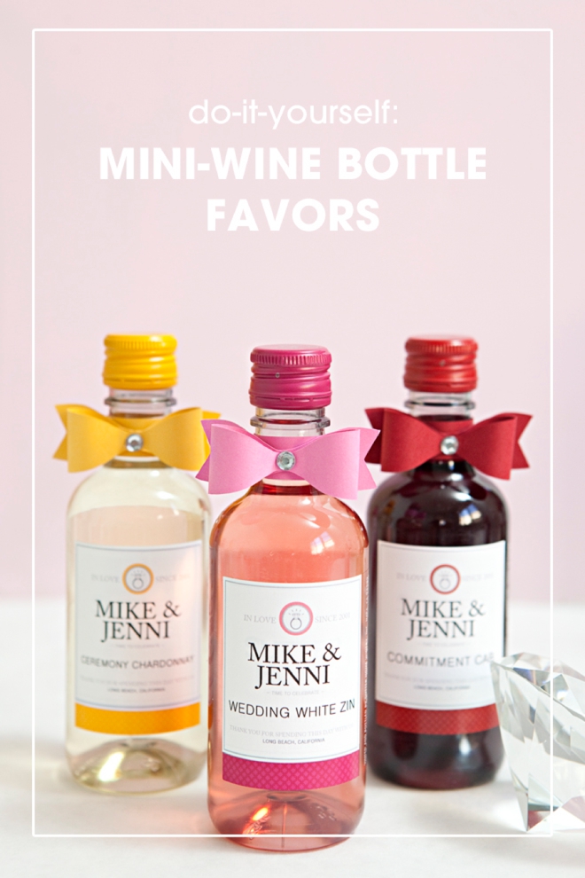 DIY mini-wine bottle wedding favors