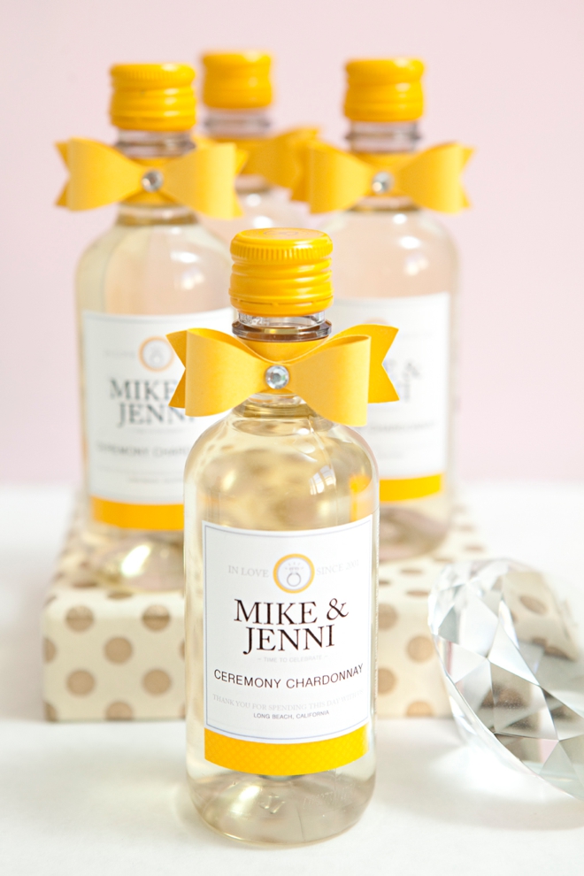 DIY mini-wine bottle wedding favors