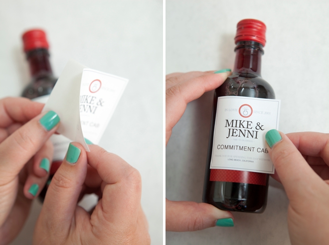 DIY mini-wine bottle wedding favors