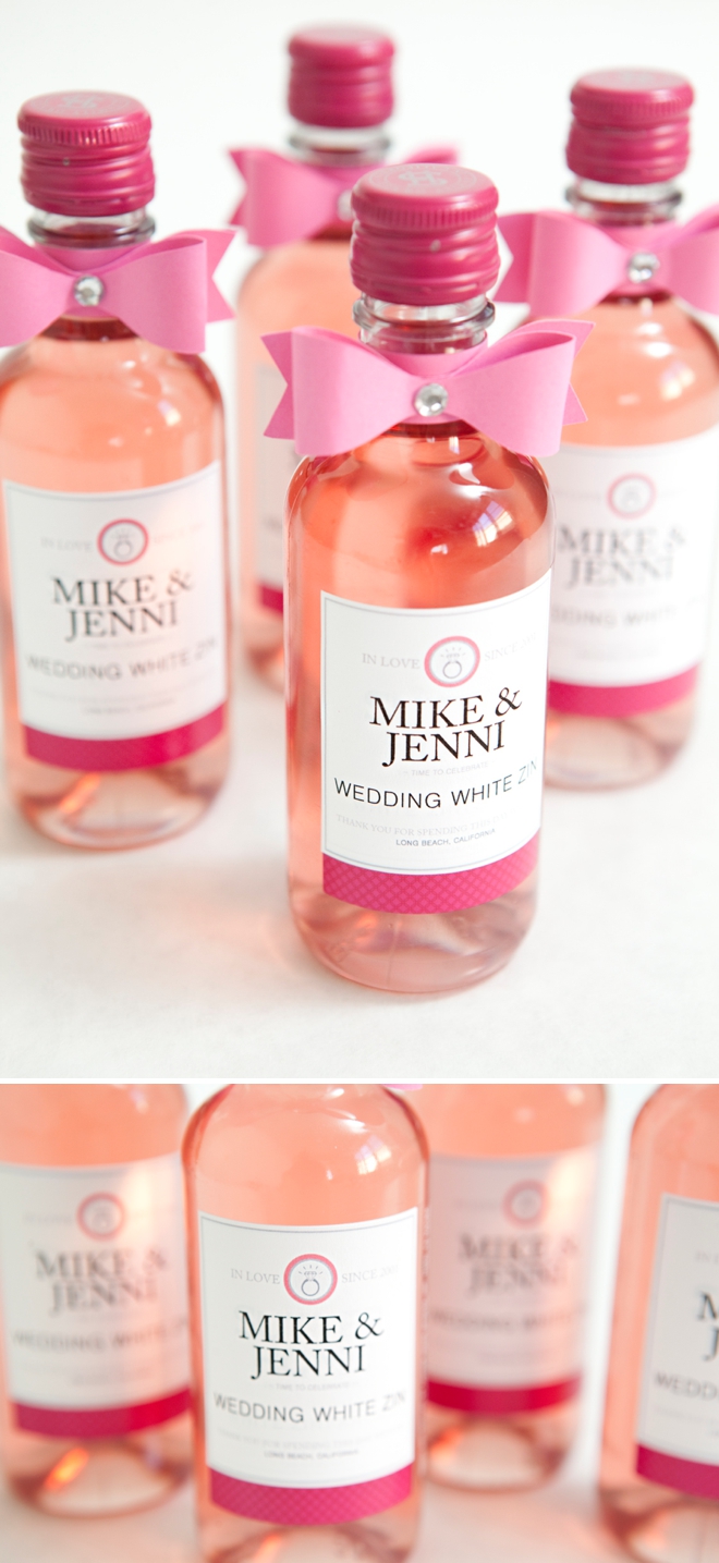 Learn how to make these chic wine bottle wedding favors!