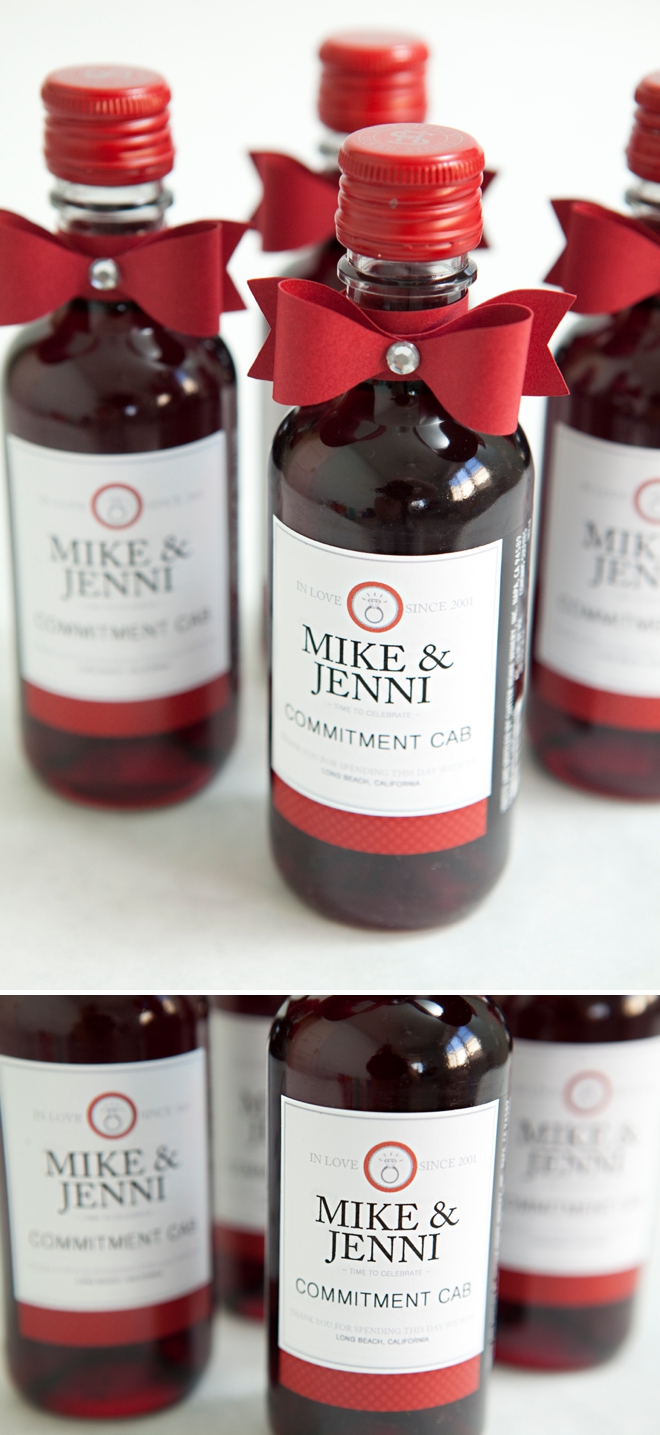 DIY mini-wine bottle wedding favors