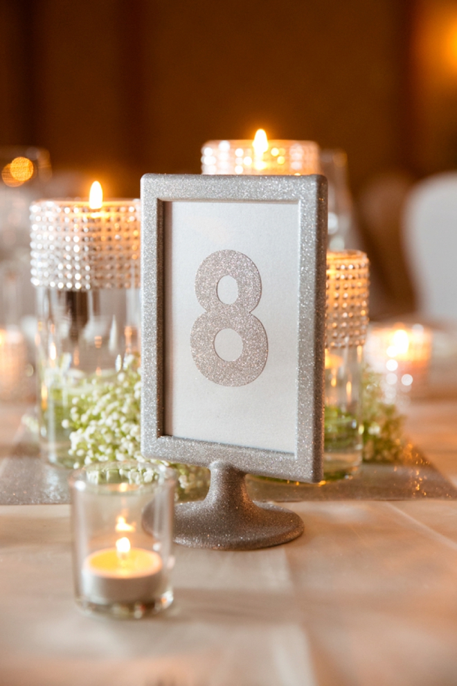 DIY glitter table numbers