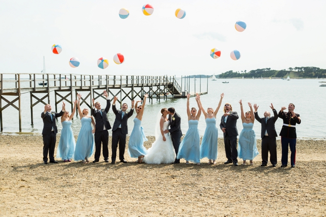 Bridal Party throwing Beach balls