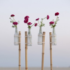 DIY Frosted Glass Vase Flower Stake