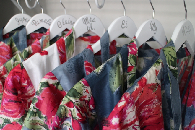 Custom bridal party robes and hangers