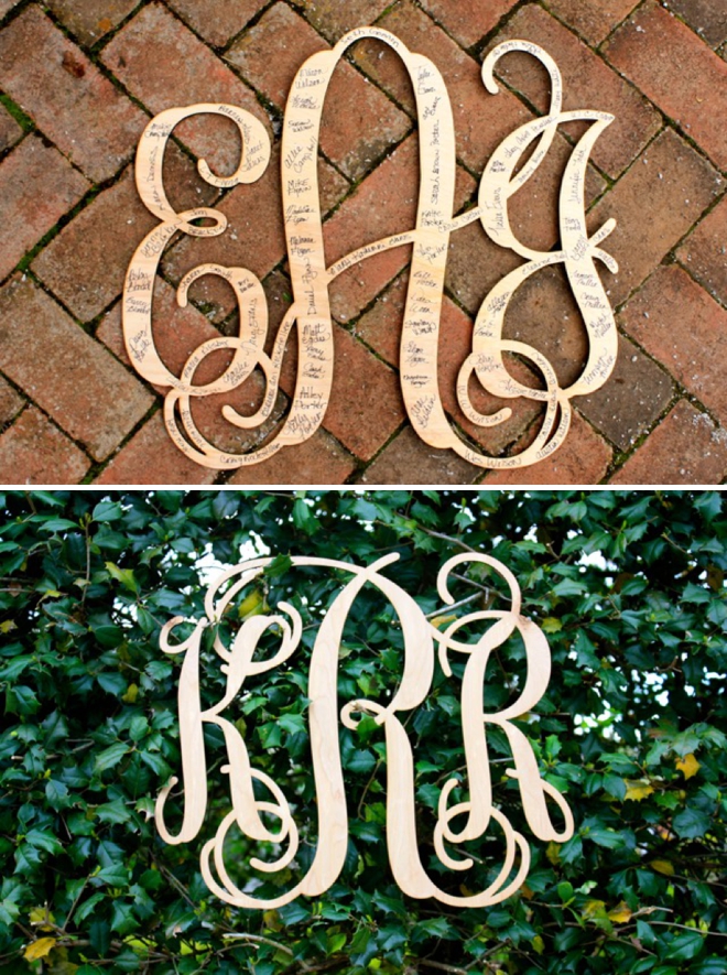 Custom wood monograms for weddings from Inscribed