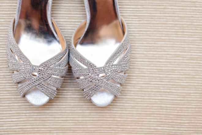 Sparkly silver wedding shoes