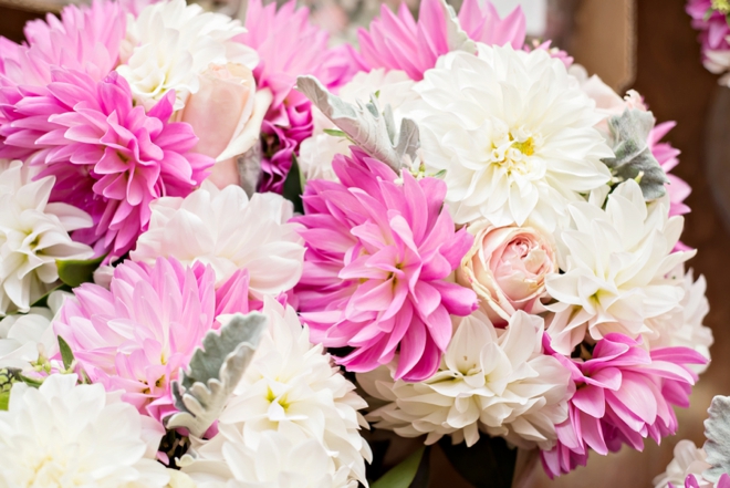 Pretty pink and white wedding flowers