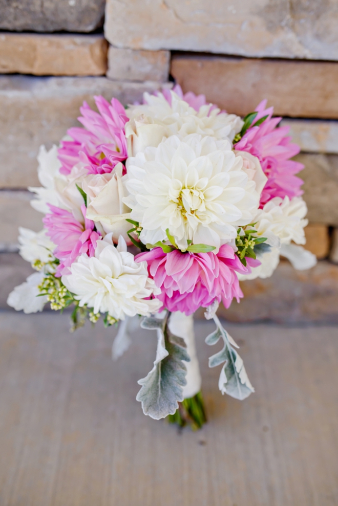 Beautiful pink and white wedding bouquet