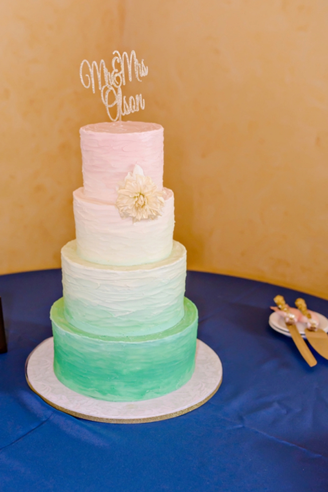 Ombre wedding cake with gold details