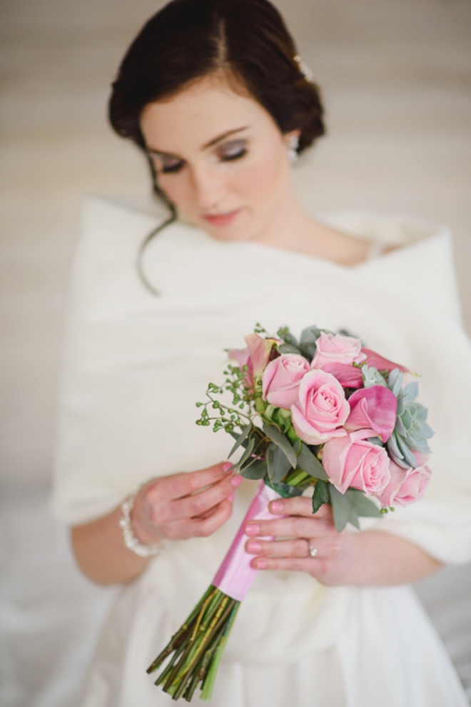 Pink succulent wedding bouquet